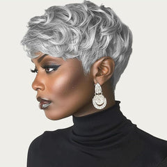 Pixie Grey Short Wigs for Black Women